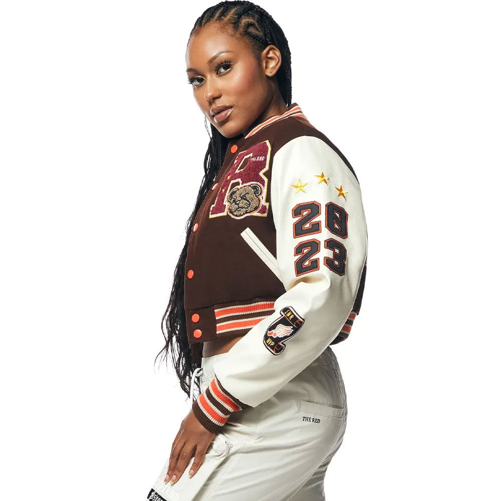 Women High Quality Embroidery Women Varsity Jacket - Image 3